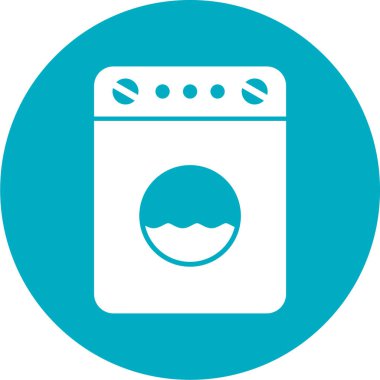çamaşır makinesi simgesi. Web için basit çamaşır yıkama vektör düğmesi çizimi