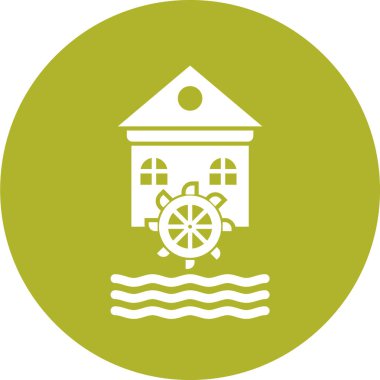 Su değirmeni simgesine sahip evin vektör illüstrasyonu