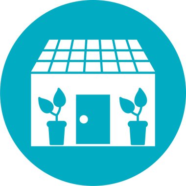 Bitki simgeli modern evin vektör çizimi