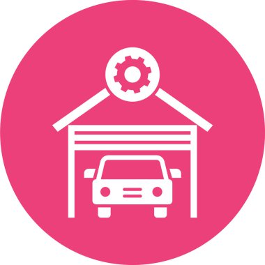 Araba garajı ikonu. Web tasarımı için otomatik vektör simgelerinin basit çizimi