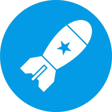 Beyaz arka planda izole edilmiş düz stil bir roket simgesi. vektör illüstrasyonu