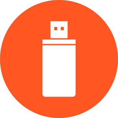 USB flash disk simgesi. Web tasarımı için basit bilgisayar vektör çip sembolü çizimi