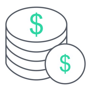 Dolar sikkeleri yığın ikon vektör illüstrasyon tasarımı