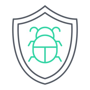 Beyaz arkaplanda bir koruma sembolü simgesi olan kalkan