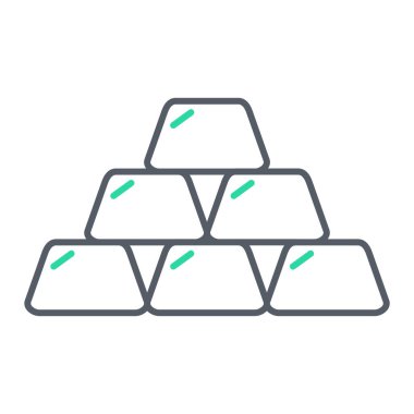 Beyaz arkaplanda izole edilmiş altın külçeleri simgesi. vektör illüstrasyonu