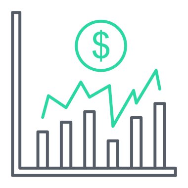 Finansal büyüme grafik ikonu vektörü. İnce çizgi işareti. izole edilmiş sınır sembolü çizimi