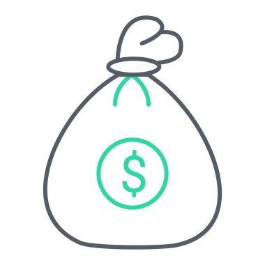 Para çantası ikonu. dolar sikkelerinin tasviri web için vektör simgeleri
