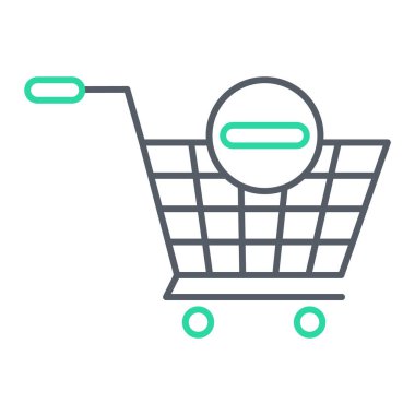 Alışveriş arabası ikonu. İnce çizgi çizimi. kontur arka planına sahip pictogram