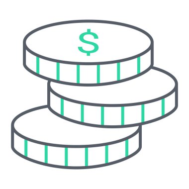 Dolar sikkeleri simgesi. Web için para vektör simgelerinin özet çizimi