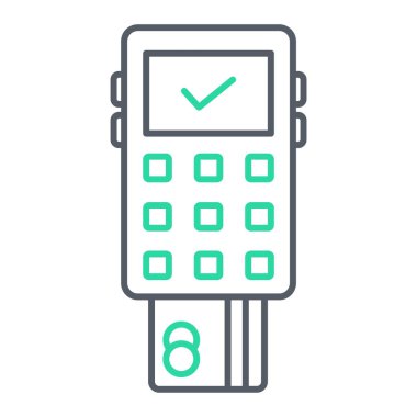 ATM ödeme ikonu vektörü. İnce çizgi işareti. izole edilmiş sınır sembolü çizimi