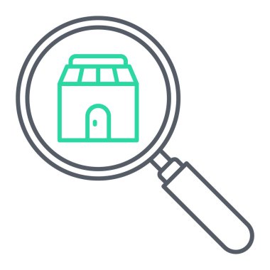 Büyütücü cam çizgi simgesi, taslak vektör işareti, beyaz üzerine izole edilmiş doğrusal resim. Sembol, logo illüstrasyonu