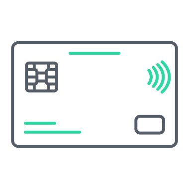 Kredi kartı ikon vektörü. İnce çizgi işareti. izole edilmiş sınır sembolü çizimi