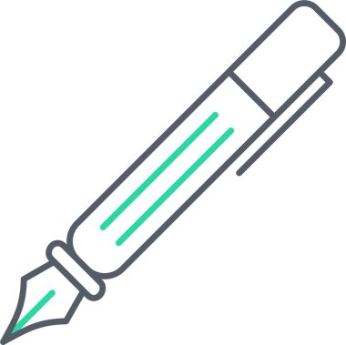 kalem vektör simgesi. biçim düz sembol, beyaz renk, yuvarlak açılar, gri arkaplan