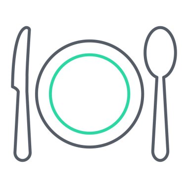 Kaşık ikonu. Ağ için çatal bıçak vektör simgelerinin özet çizimi