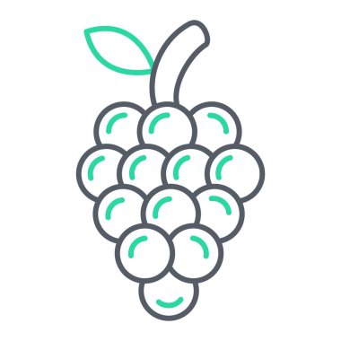 Üzüm çizgisi simgesi, taslak vektör işareti, beyaz üzerine izole edilmiş doğrusal resim. Sembol, logo illüstrasyonu.