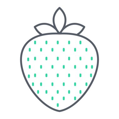 Çilekli meyve ikonu. Beyaz arkaplanda izole edilmiş web tasarımı için taze organik sebze vektör simgelerinin ana hatları