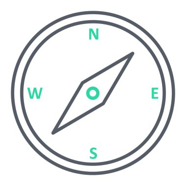 Beyaz arkaplanda izole edilmiş pusula simgesi. Windrose sembolü vektör illüstrasyonu.