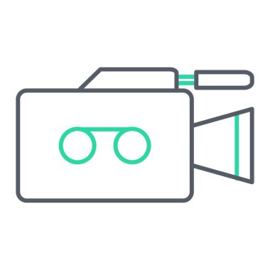 Video kamera simgesi. Beyaz arkaplanda izole edilmiş web tasarımı için özet sinema vektörü sembolü