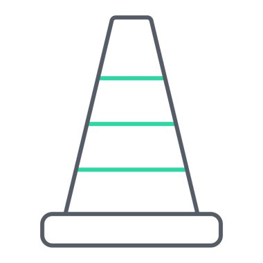 Beyaz arkaplanda izole edilmiş ana hatlı koni simgesi. inşaat sembolü