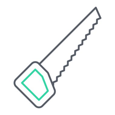 Testere simgesi vektörü. İnce çizgi işareti. izole edilmiş sınır sembolü çizimi