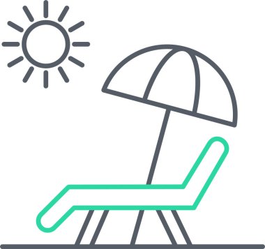 Plaj sandalyesi ikonu. Web için güneş paneli vektör simgelerinin özet çizimi