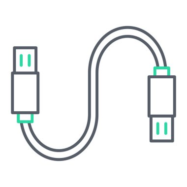 usb kablo simgesi vektörü. İnce çizgi işareti. izole edilmiş sınır sembolü çizimi