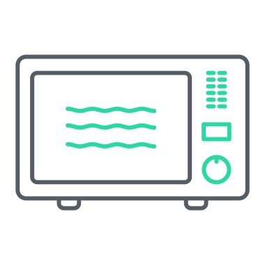 Mikrodalga fırın ikonu. Web için buzdolabı vektör simgelerinin özet çizimi