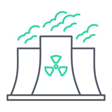 Nükleer santral ikonu. Web için radyasyon vektör simgelerinin özet çizimi