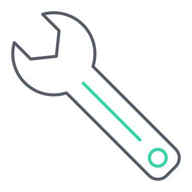 İngiliz anahtarı vektör simgesi. Tarzıdır bicolor düz sembolü, yumuşak mavi renkler, yuvarlak açılar, beyaz arka plan.