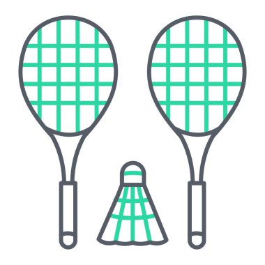 Tenis raketi ve mekik siki ikonu. vektör illüstrasyonu