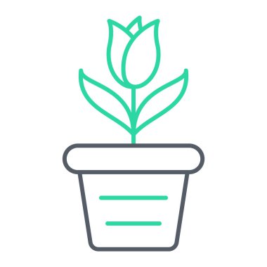 Çiçek saksısı ikonu vektörü web ve mobil uygulama tasarımınız için beyaz arkaplanda izole edildi, bitki logosu konsepti