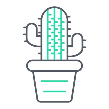 Beyaz arka planda izole edilmiş yassı bir kaktüs simgesi. yaz sembolü çizimi.