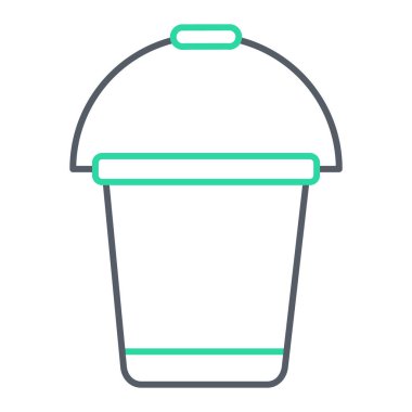 Kova ikonu. Su kabı vektör çizgisi doldurma biçiminin basit gösterimi.