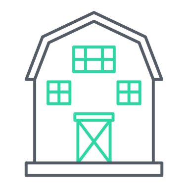 Ağ ve mobil uygulama tasarımınız için beyaz arkaplanda izole edilmiş ahır simgesi vektörü, çiftlik logosu kavramı