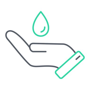 su damla simgesi tutan el. vektör çizim