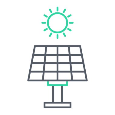 Güneş enerjisi simge vektörü. Ana hat rüzgar türbini işareti. izole edilmiş sınır sembolü çizimi