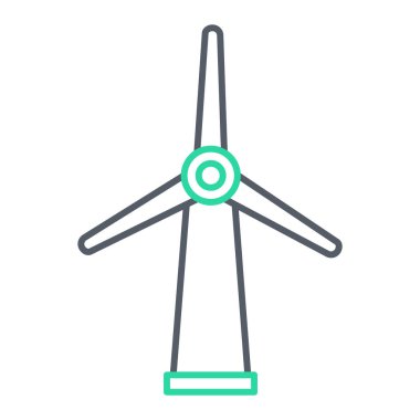 Rüzgar türbini ikonu. Web için yel değirmeni vektör simgelerinin özet çizimi