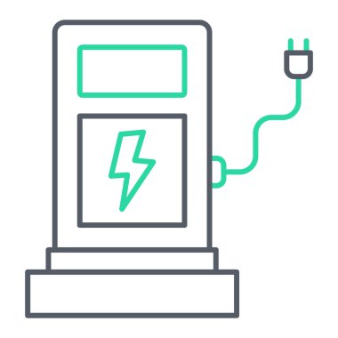 Pil şarj ikonu. Web için elektrikli araba vektör simgelerinin özet çizimi