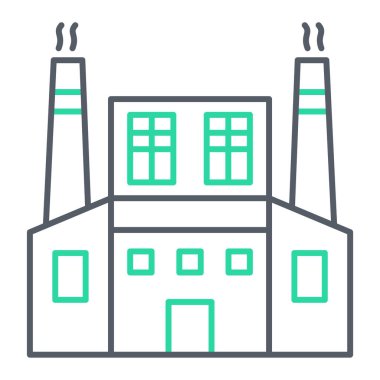 Fabrika binası ikonu. Web için bitki vektör simgelerinin özet çizimi