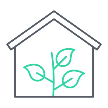 Yeşil yapraklı ev. vektör illüstrasyonu