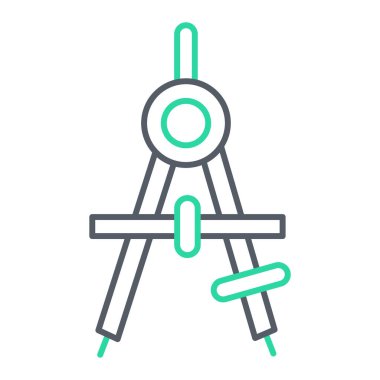 pusula simgesi vektörü. İnce çizgi işareti. İzole edilmiş kontür sembolü gösterimi