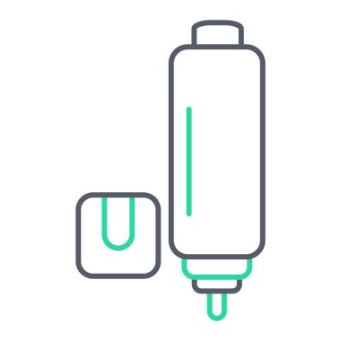 Flash disk simgesi vektörü. İnce çizgi işareti. izole edilmiş sınır sembolü çizimi