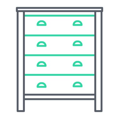 Çekmece simgesi vektörü. Kabin tabelası. izole edilmiş sınır sembolü çizimi