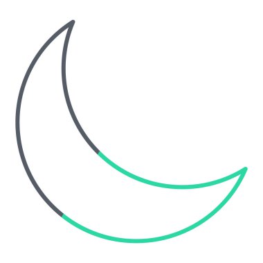 Web, mobil ve bilgi grafikleri için ay çizgisi simgesi. Mavi arkaplanda izole edilmiş beyaz vektör doğrusal düğmesi