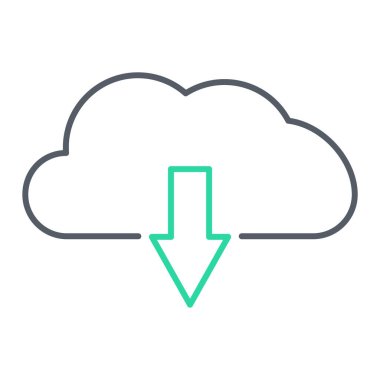 Bulut indirme simgesi. Web için bulut vektör çizgisi simgelerinin özet çizimi