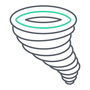 Beyaz arkaplanda izole edilmiş ana hatlı tornado simgesi. hava sembolü