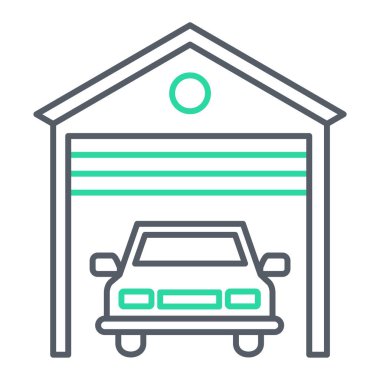 Araba garajı ikon vektörü. İnce çizgi işareti. izole edilmiş sınır sembolü çizimi