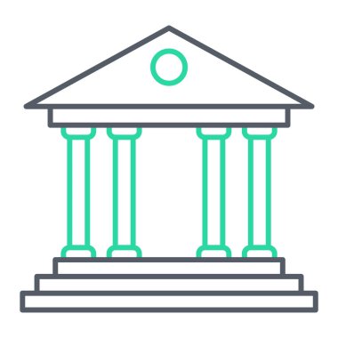 Banka binası ikonu. Mahkeme vektör sembolü web tasarımının özet çizimi