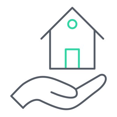 ev simgesini, vektör çizim tutan el