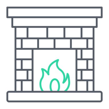 şömine simgesi vektör illüstrasyonu